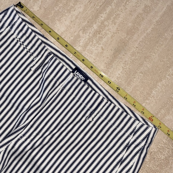LAND’S END Navy/White Striped jeans, high rise, capri, pockets. 14 - Picture 13 of 17